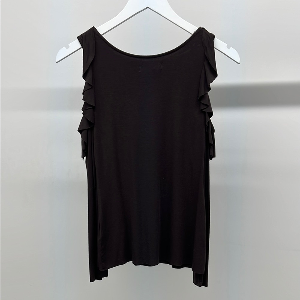 Bailey 44 Brown Ruffle Cold Shoulder Longsleeve - Picture 4 of 4